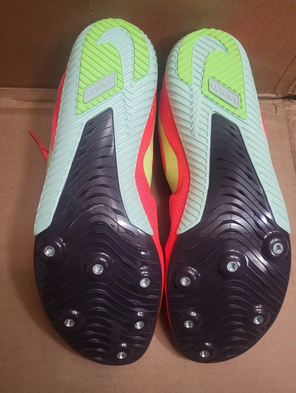 Nike Rival Multi Track And Field Spikes/Cleats Bright Crimsom/Volt Men Size 13